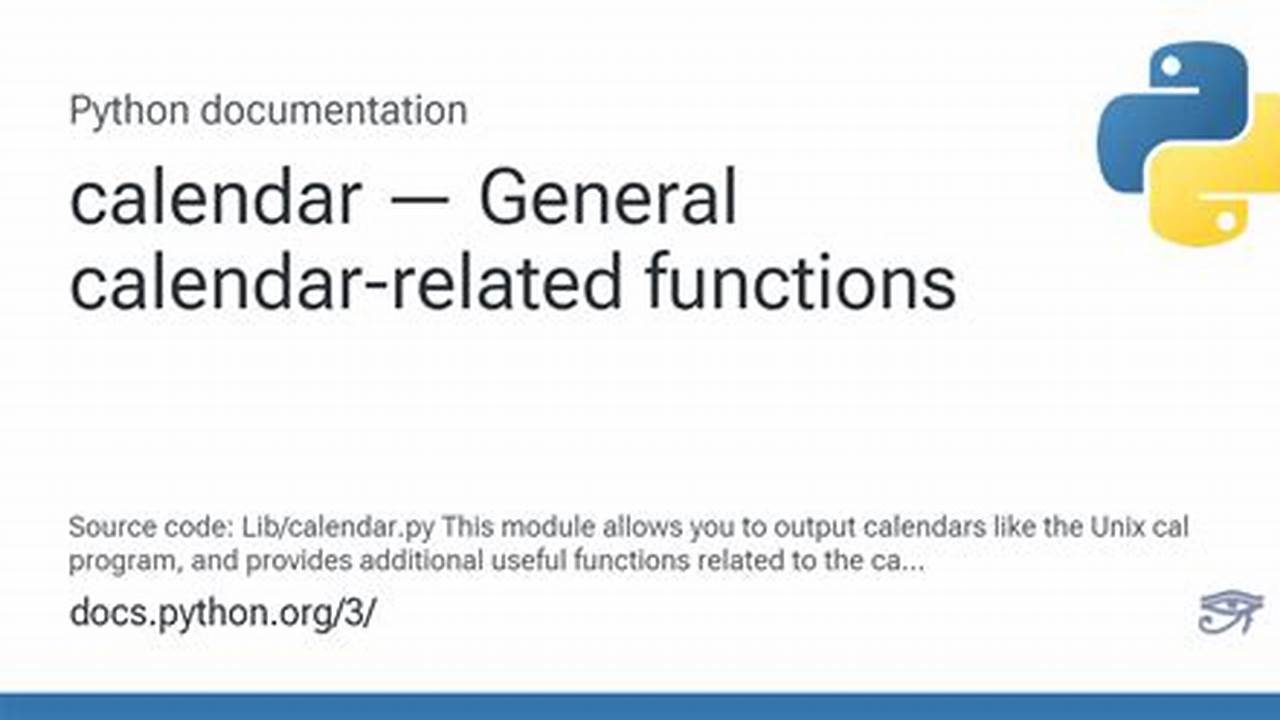 Calendar Documentation Python