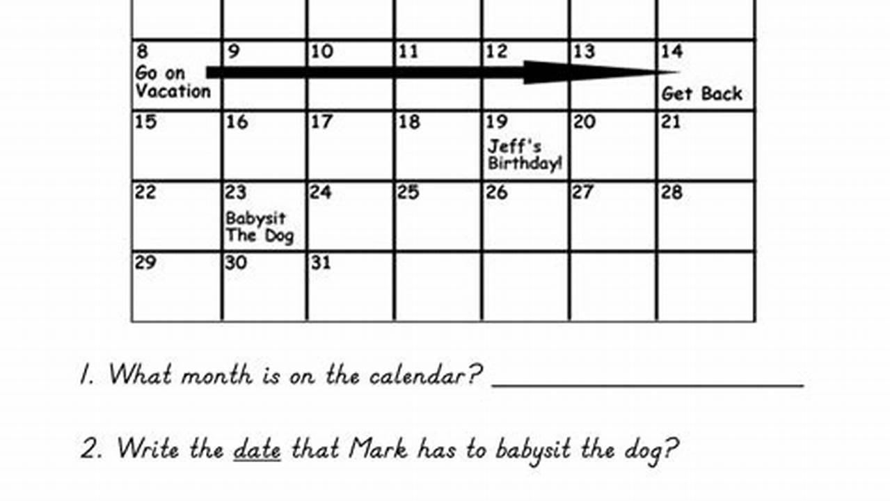 Calendar Exercises Worksheet