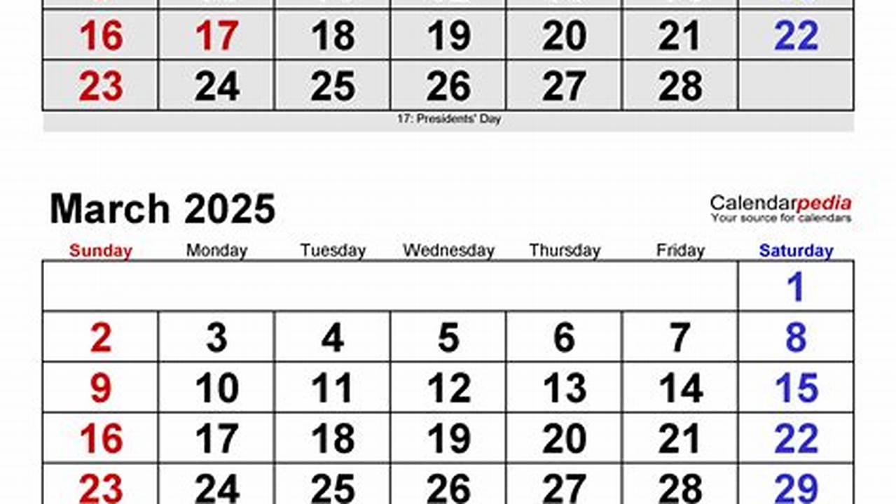 Calendar February March And April 2025