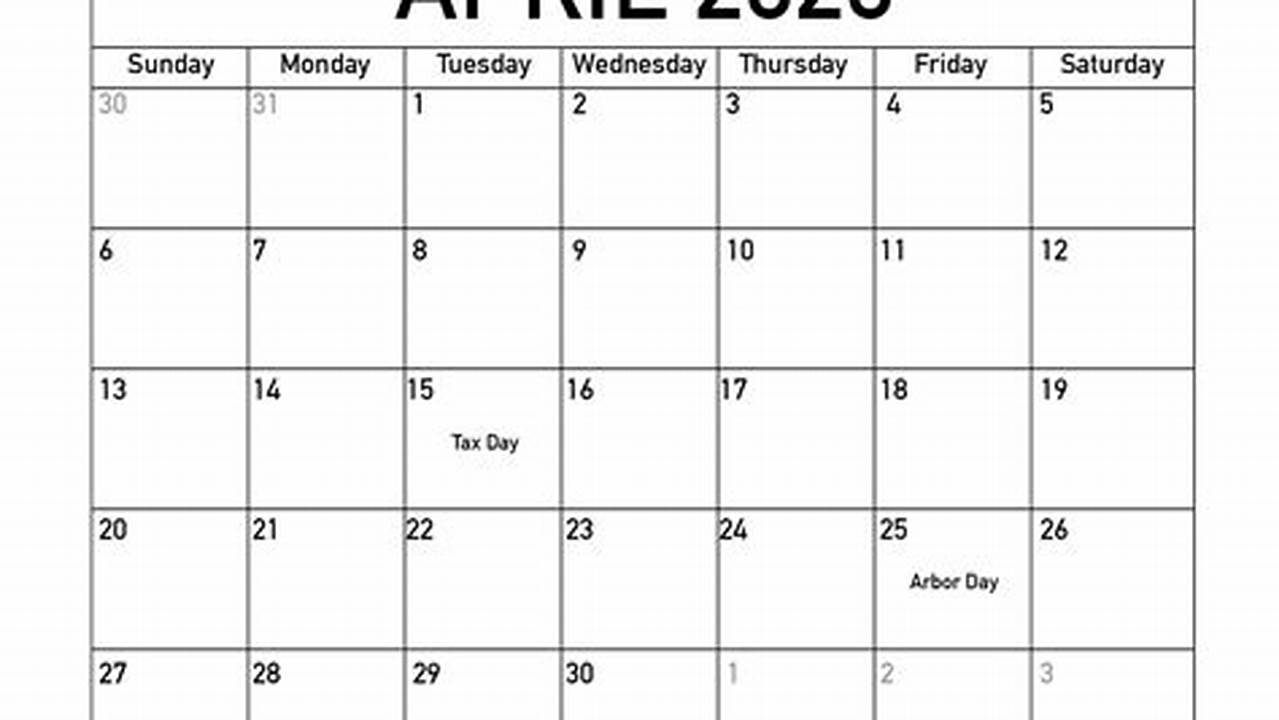 Calendar For April 23
