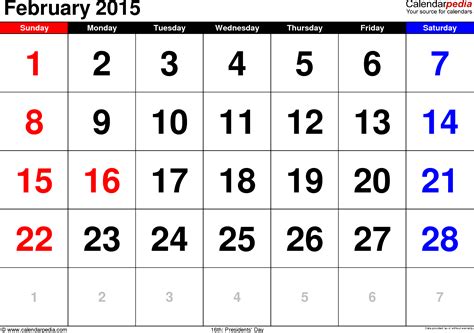 Calendar For Feb 2015