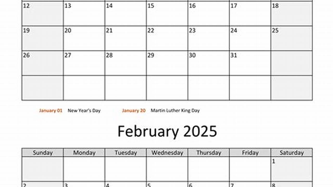 Calendar For Jan And Feb 2025