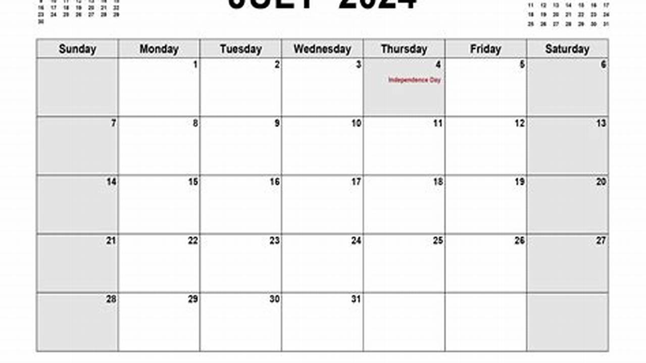 Calendar For July 2025 Printable Excel