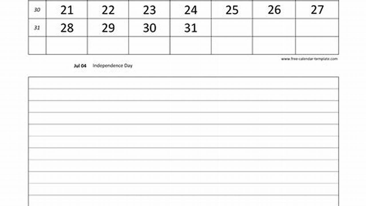 Calendar For July 2024 With Notes