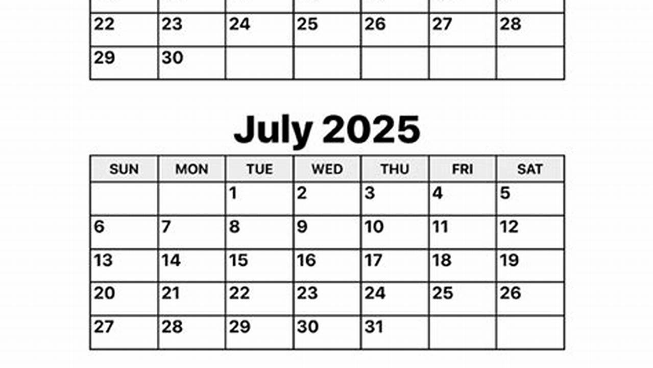 Calendar For June July And August 2025