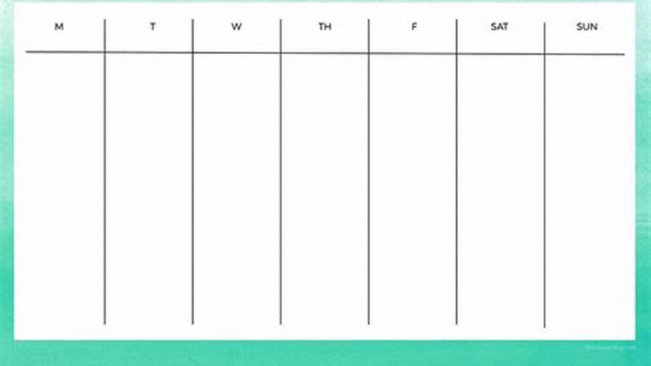 Calendar For One Week