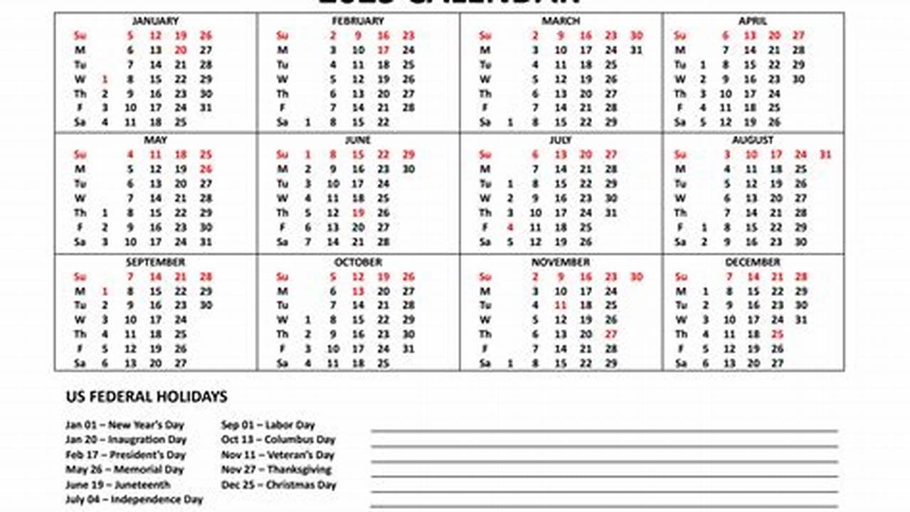 Calendar For Print 2025