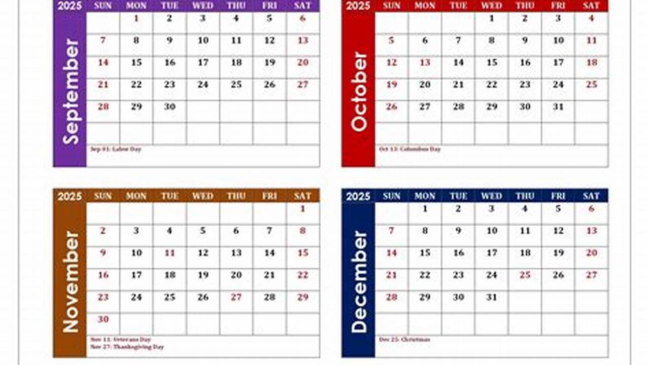 Calendar For September - December 2025