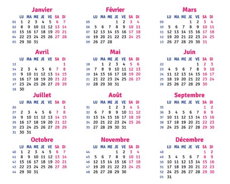 Calendar In French