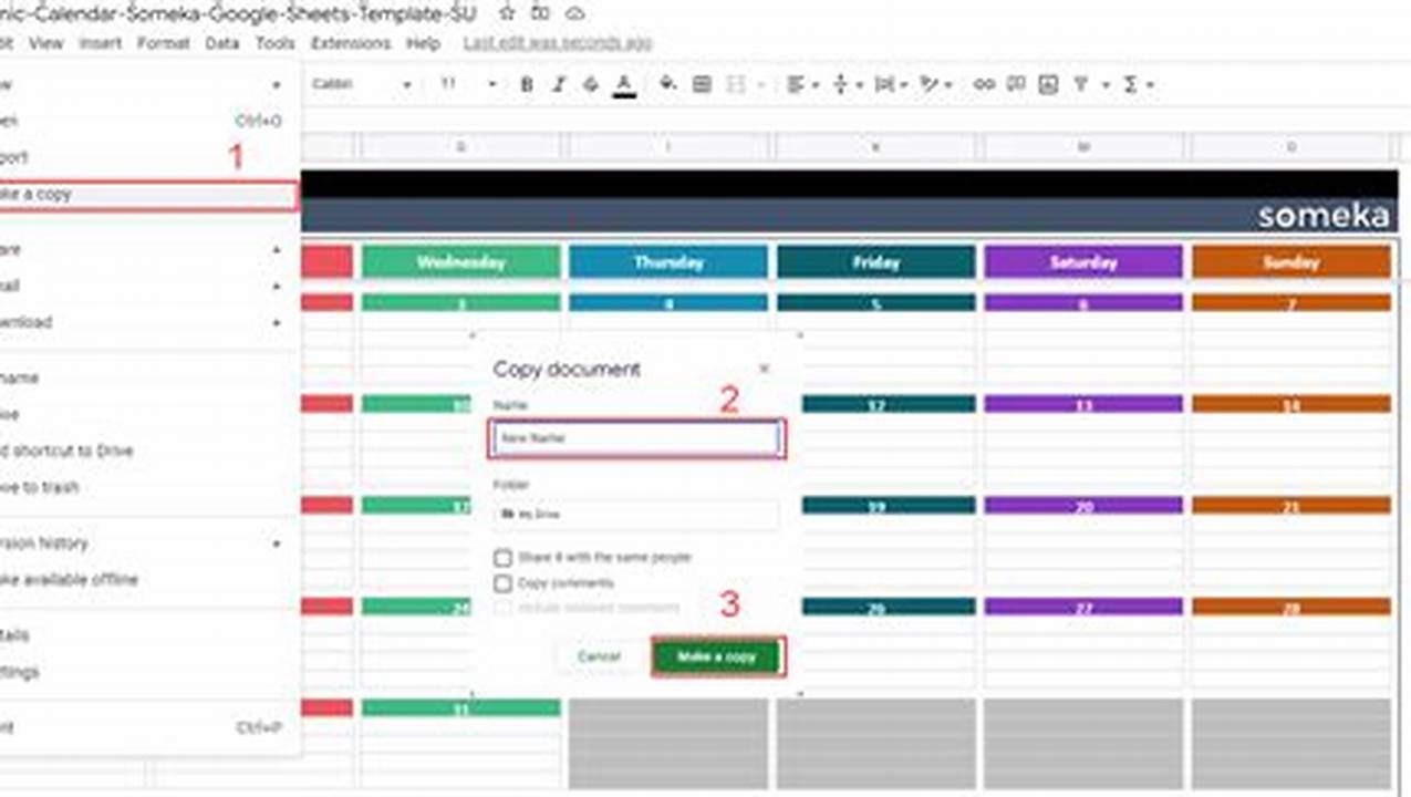 Calendar In Google Sheets Template