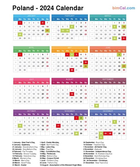 Calendar In Polish