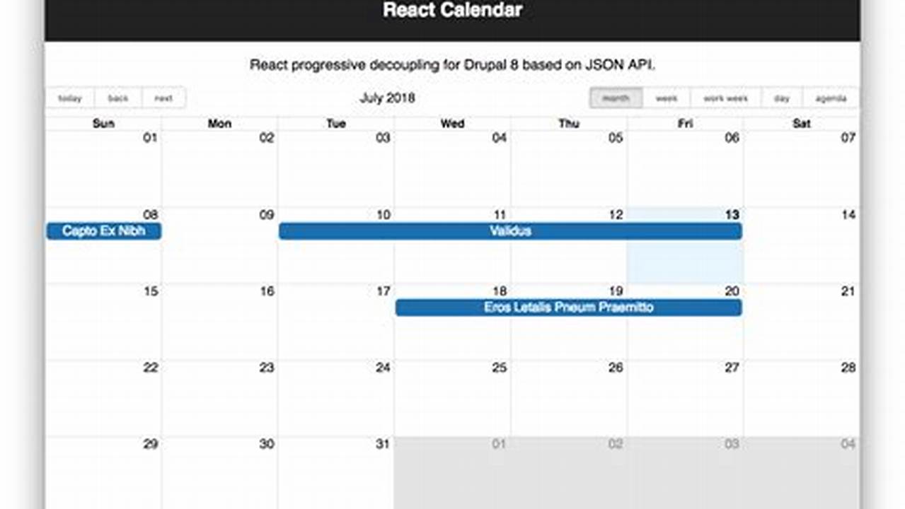 Calendar Library For React