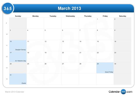 Calendar March 2013