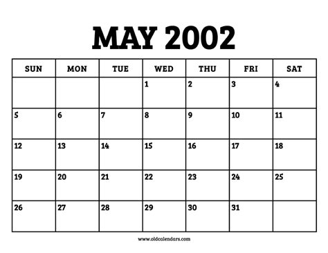 Calendar May 2002