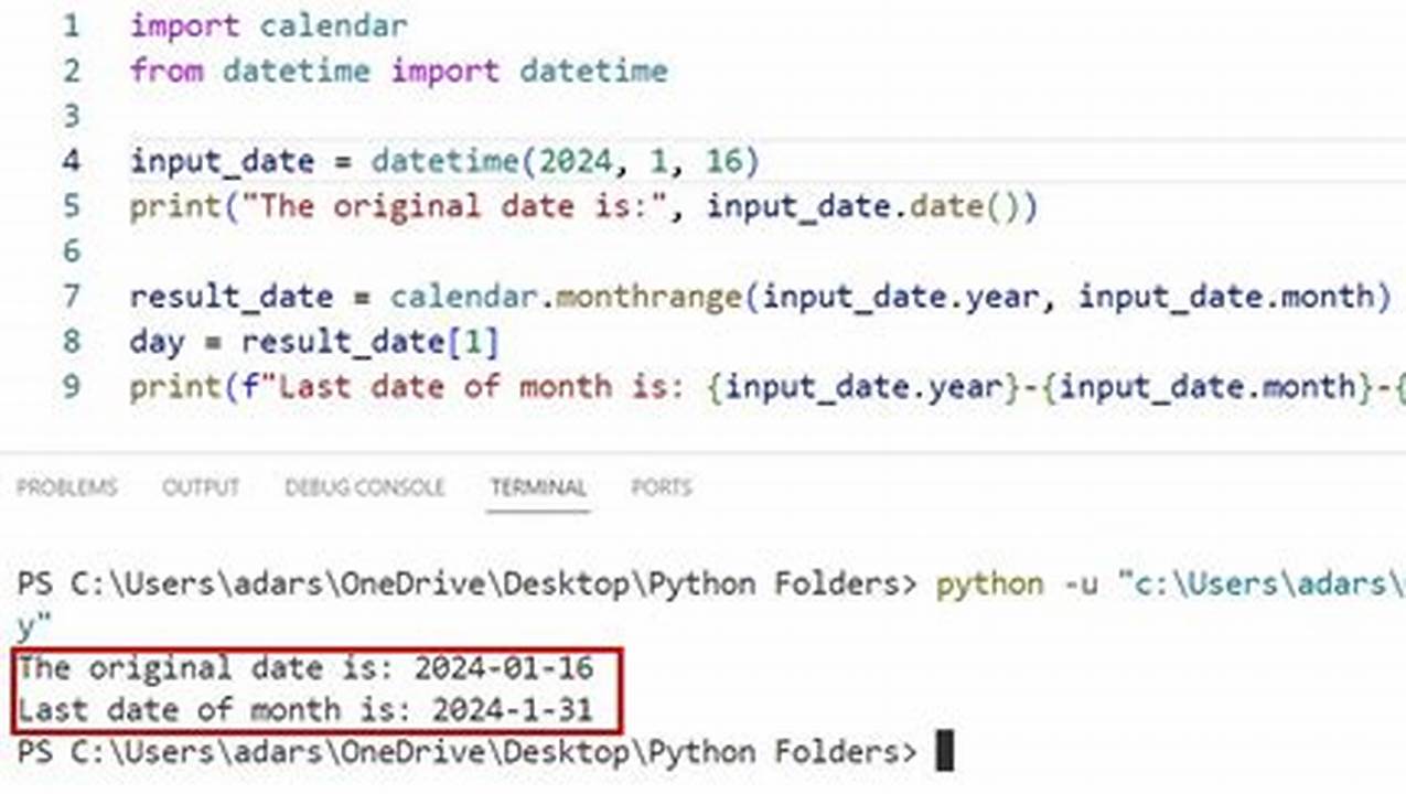 Calendar Month Python