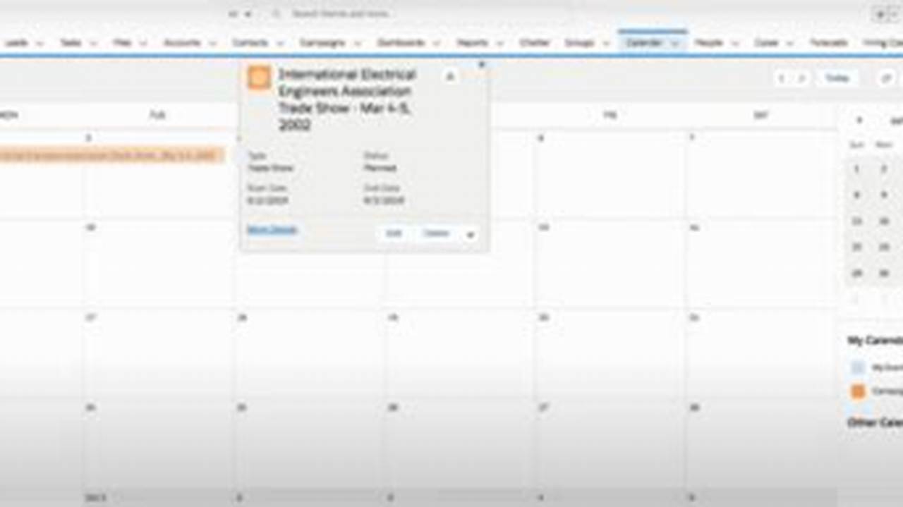 Calendar Object Salesforce