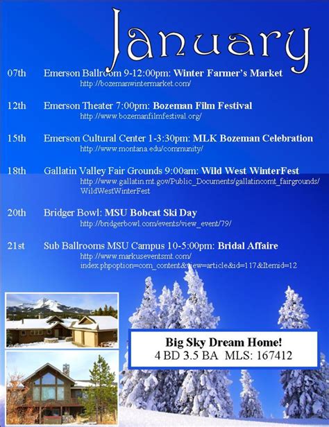 Calendar Of Events Bozeman Mt
