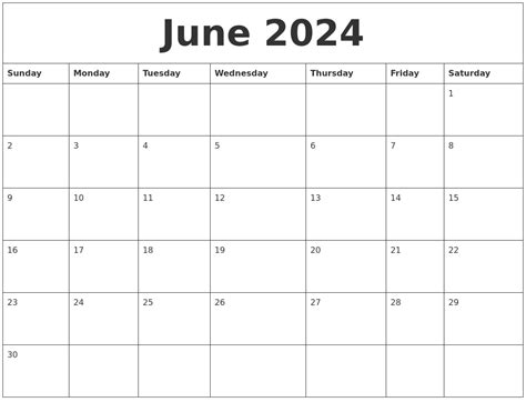 Calendar Of June 2024