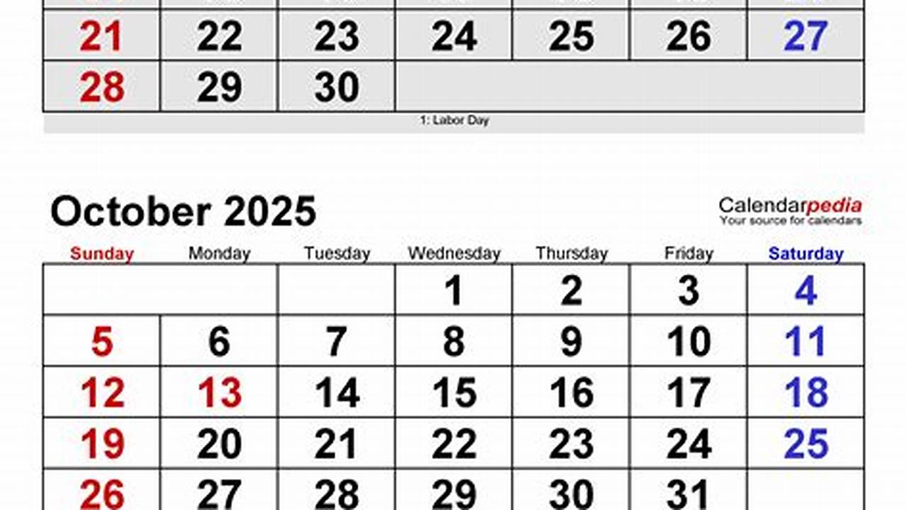 Calendar September-November 2025