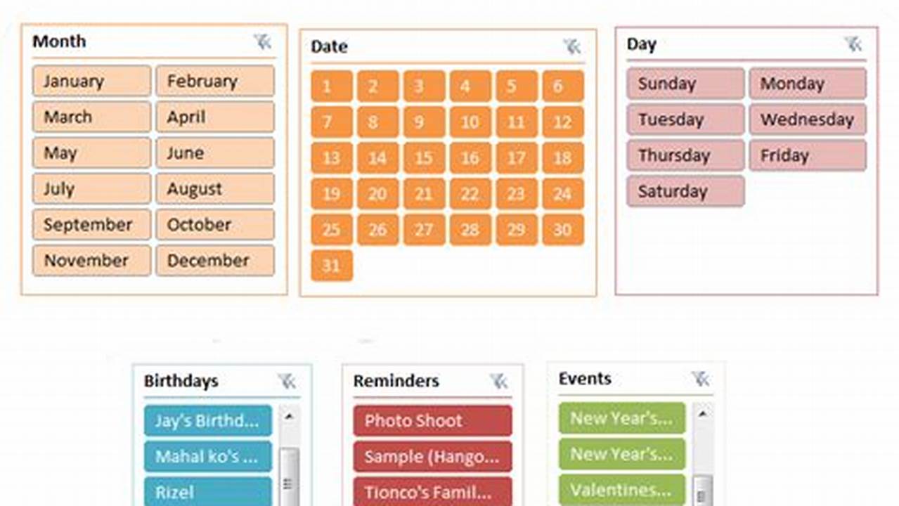 Calendar Slicer Excel