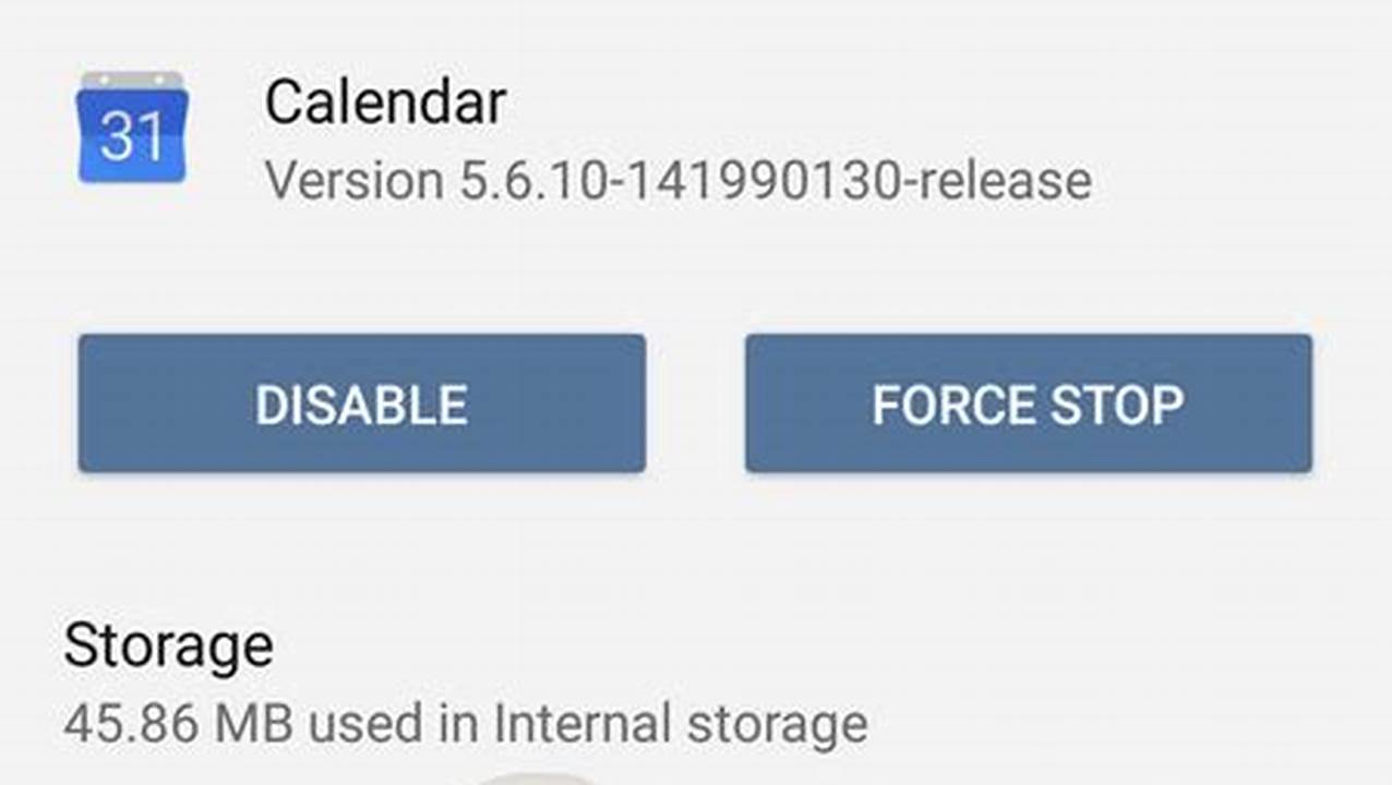 Calendar Stopped Working Android