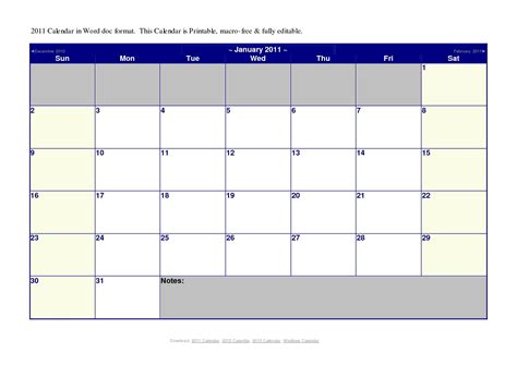 Calendar Template Microsoft Word 2007