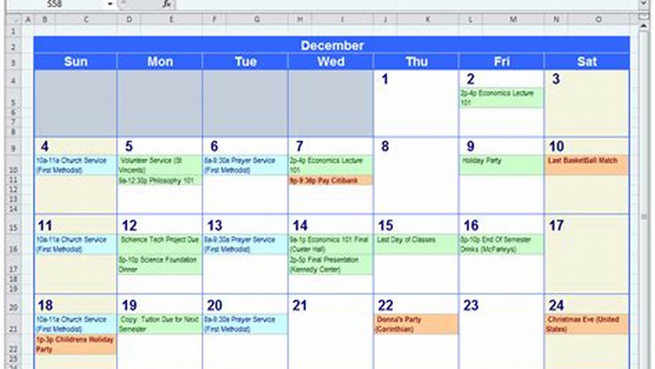 Calendar Tool Excel