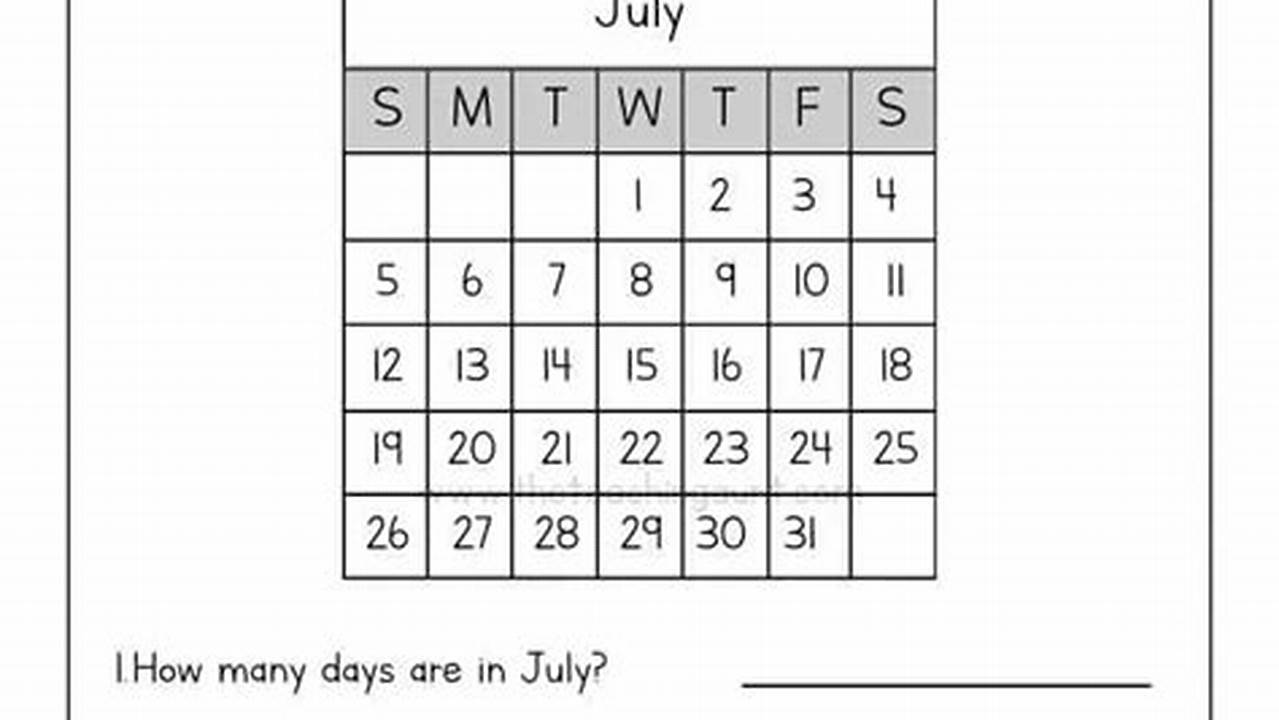 Calendar Worksheet