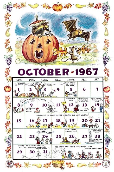 Calendar 1967 October
