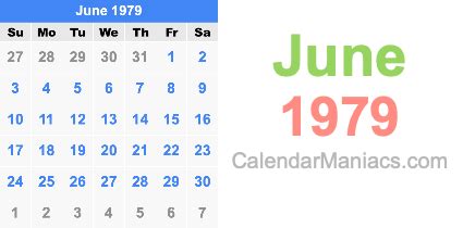 Calendar 1979 June