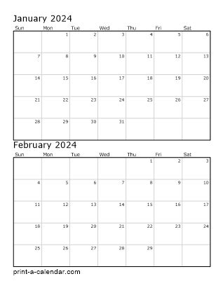 Calendar 2 Months Per Page