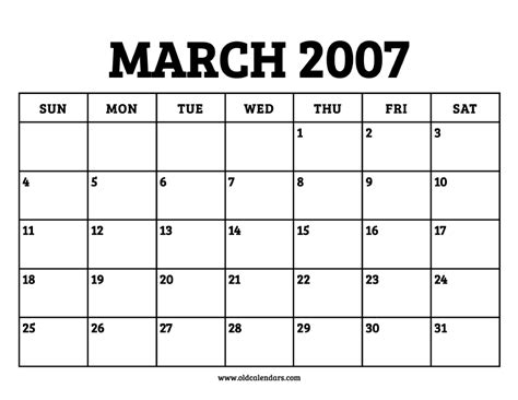 Calendar 2007 March