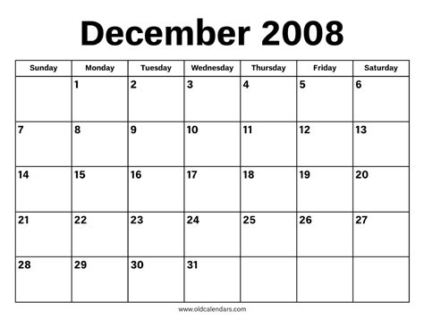 Calendar 2008 December