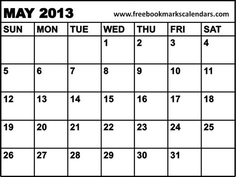 Calendar 2013 May