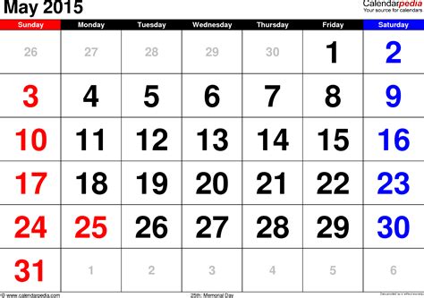 Calendar 2015 May