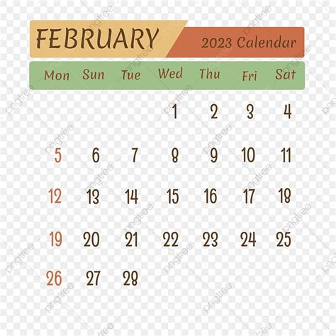 Kalender 2023 White Transparent, Kalender Bulan Februari 2023, 2023