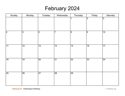 Calendar 2024 February Month