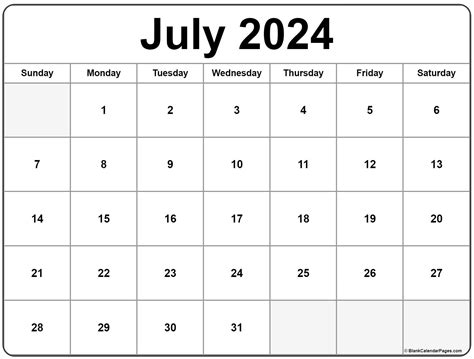 Calendar 2024 July