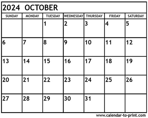 Calendar 2024 October