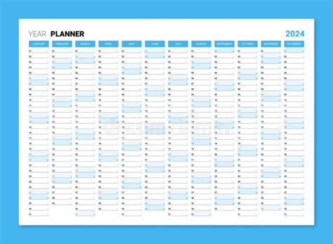 Year Planner template 2024 Excel printable file Infozio