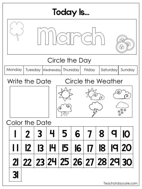 Calendar Activities For Kindergarten