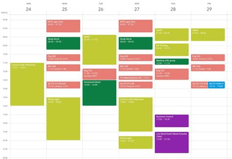 Calendar Categories Ideas