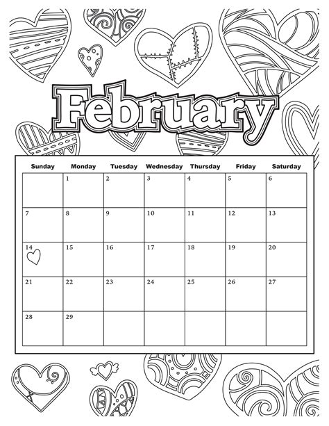Calendar Colouring Pages