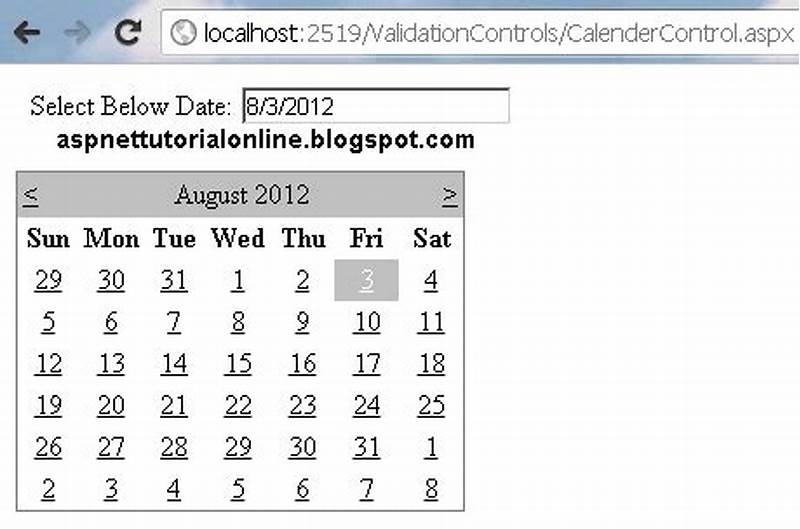 Calendar Control In Asp.net Example