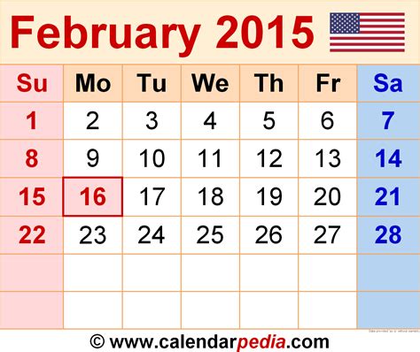 Calendar February 2015