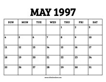 Calendar For 1997 May