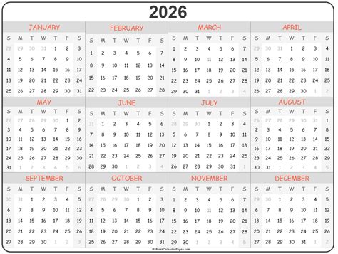 Calendar For 2026