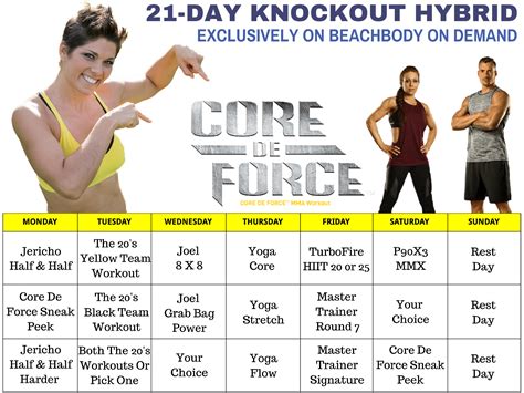 Calendar For Core De Force