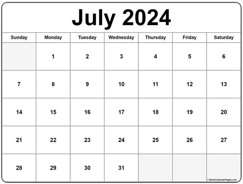 Calendar For July 2024
