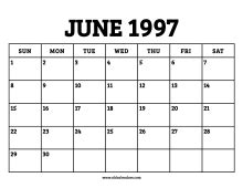Calendar For June 1997